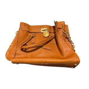 Michael Kors Hamilton Leather Tote Shoulder Bag – Cognac Brown